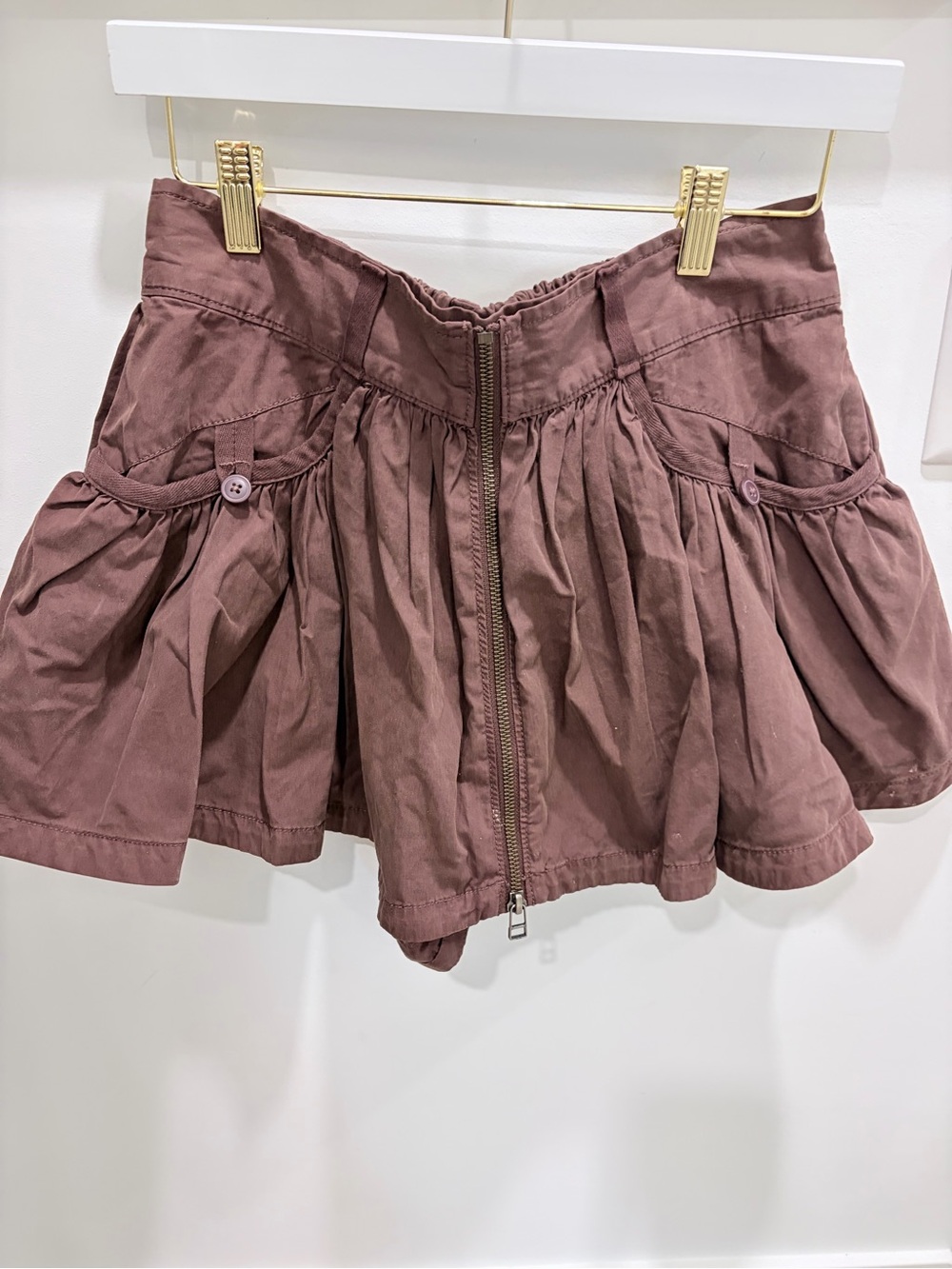 Anthropologie Mauve Pleated Zip-Front Skort